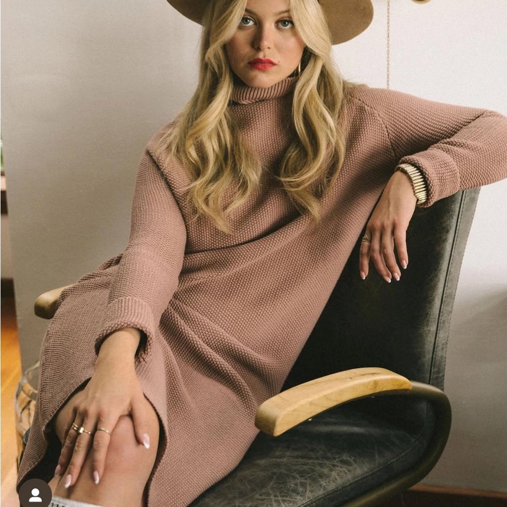 Jackson Rowe XS Turtleneck Sweater Dress in Grey